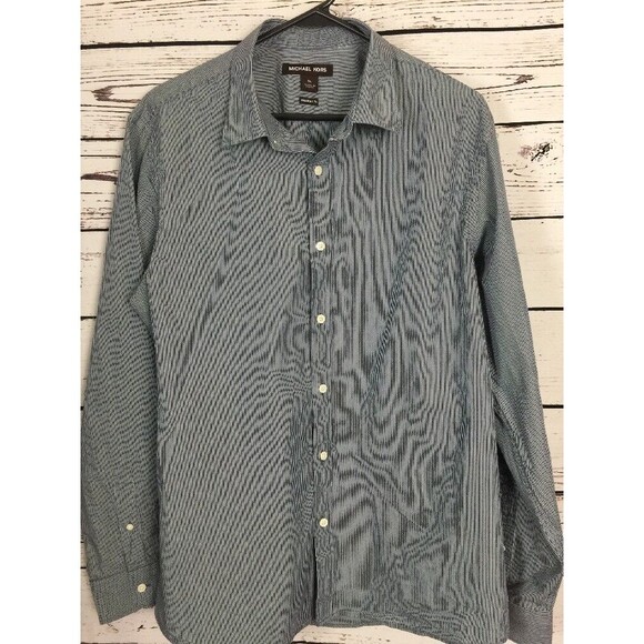 Michael Kors Dress Shirt XL Slate Blue White Pinstripe Long Sleeve Button Down - Picture 1 of 12